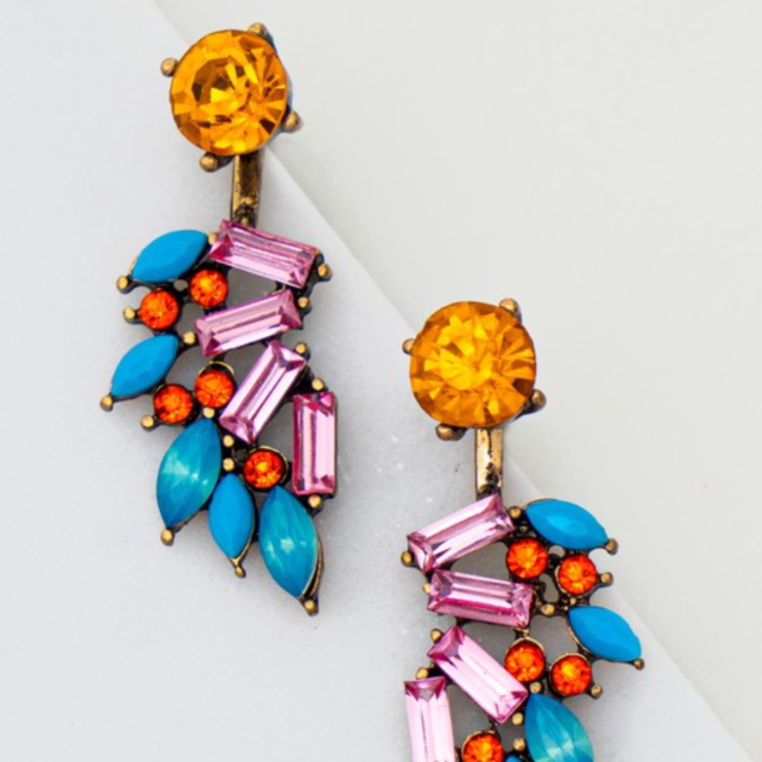 Multi-color Crystal Glass Earrings