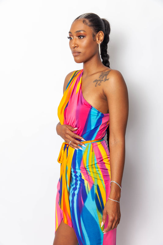 Tropical Vibes One Shoulder Dress