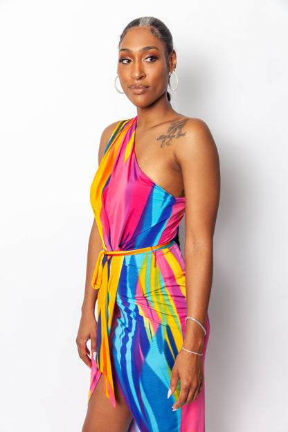 Tropical Vibes One Shoulder Dress